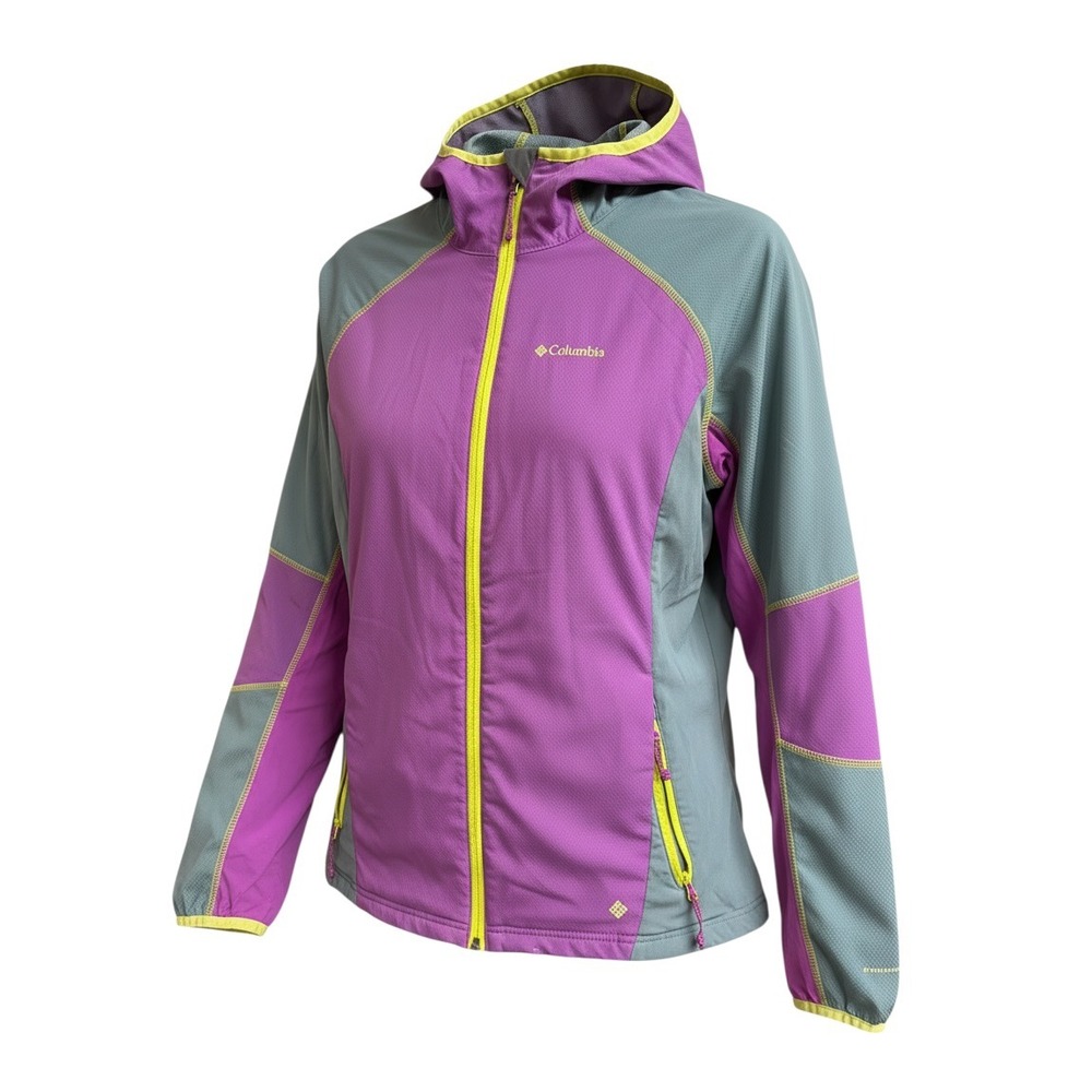 Columbia Omni-Shield Softshell Jacket Womens Large Purple Grey Full Zip Hooded